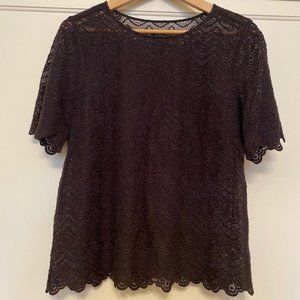 J. Crew Black Lace Top - Medium
